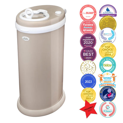 Ubbi Steel Diaper Pail, Odor Locking, No Special Bag Required, Award-Winning, Registry Must-Have, White