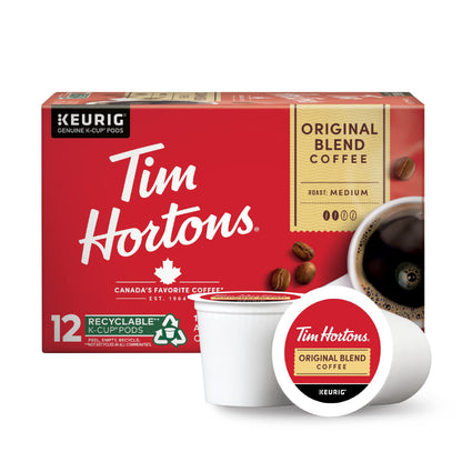 Tim Hortons Original Blend, Medium Roast Coffee, Single-Serve K-Cup Pods Compatible with Keurig Brewers, 24 Count(Pack of 1)(Packaging may vary)