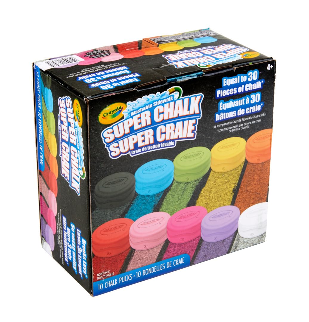 Crayola Ultimate Washable Chalk Collection (64ct), Bulk Sidewalk Chalk, Outdoor Chalk for Kids, Anti-Roll Sticks, School Supplies