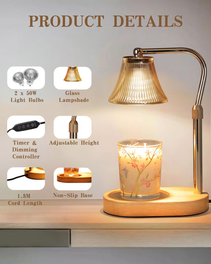 Candle Warmer Lamp,Electric Candle Lamp Warmer with Timer, Dimmable Wax Melt Warmer for Candle Jar,Adjustable Height Candle Lamp for Scented Home Bedroom Aesthetic Decor,House Warming Gifts