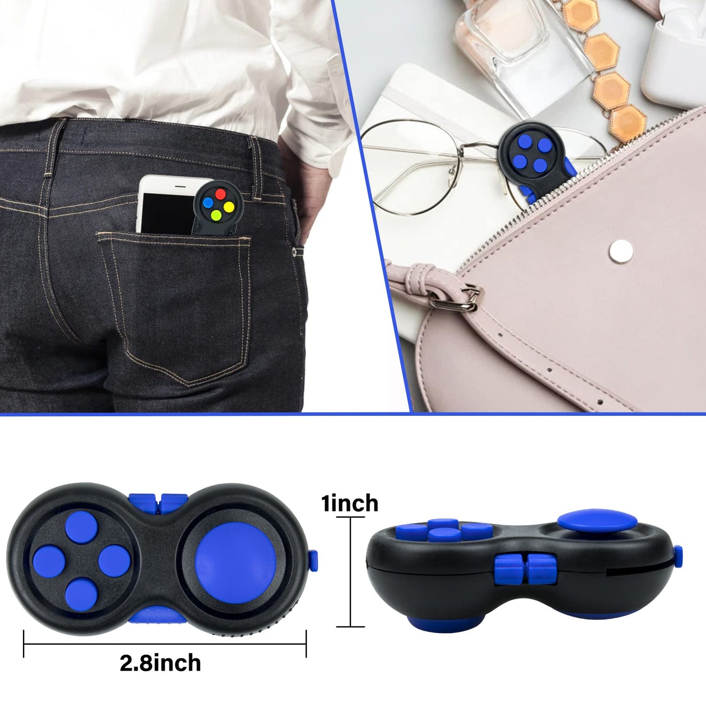 WTYCD Original Fidget Toy Game, Rubberized classical Controller Fidget Concentration Toy with 8-Fidget Functions and Lanyard - Excellent for Relieving Stress and Anxiety