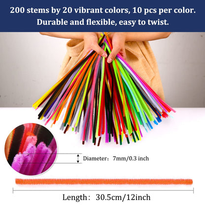 Pipe Cleaners, Pipe Cleaners Craft, Arts and Crafts, Crafts, Craft Supplies, Art Supplies (200 Multi-Color Pipe Cleaners)…