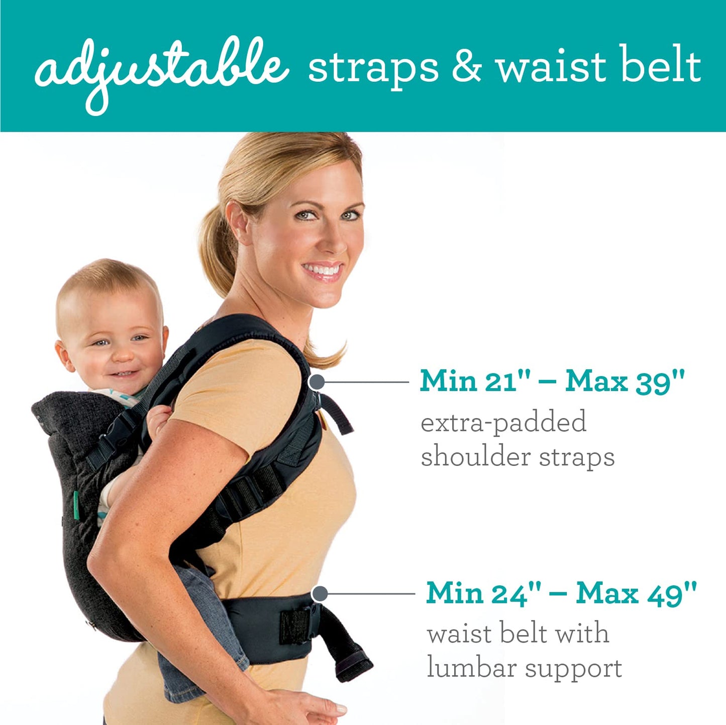 Infantino Flip Advanced 4-in-1 Carrier - Ergonomic, convertible, face-in and face-out front and back carry for newborns and older babies 8-32 lbs