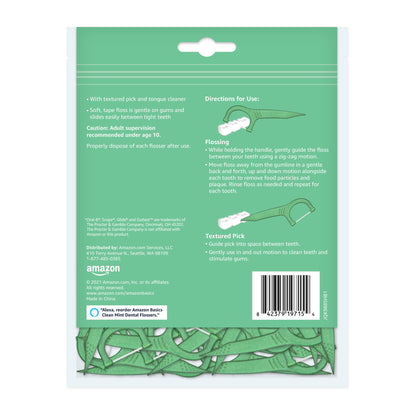 Amazon Basics Clean Mint Flossers, 75 Count, 1-Pack