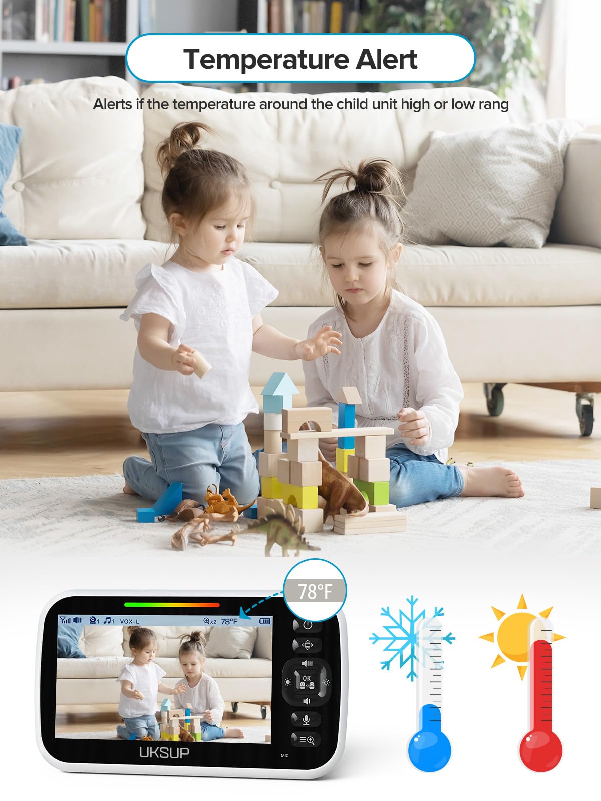 Baby Monitor with Camera and Audio - 5” Display Video Baby Monitor with 29 Hour Battery Life, Remote Pan & Tilt, 2X Zoom,Auto Night Vision, 2 Way Talk, Temperature Sensor,Lullabies,960 Feet Range