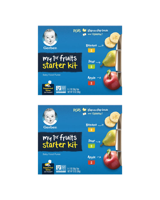 Gerber My 1st Fruits Starter Kit, Banana, Pear & Apple Puree, 2 Ounce Tubs, 2-Pack (Set of 6)