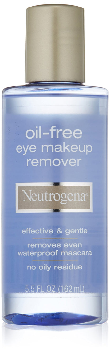 Neutrogena Oil-Free Liquid Eye Makeup Remover, Residue-Free, Non-Greasy, Gentle & Skin-Soothing Solution with Aloe & Cucumber Extract for Waterproof Mascara, 5.5 fl. oz