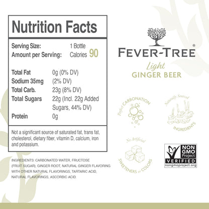 Fever Tree Ginger Beer - Premium Quality Mixer - Refreshing Beverage for Cocktails & Mocktails. Naturally Sourced Ingredients, No Artificial Sweeteners or Colors - 150 ML Cans - Pack of 24