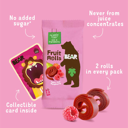 BEAR Real Fruit Snack Rolls - Gluten Free, Vegan, and Non-GMO - Strawberry – Healthy School And Lunch Snacks For Kids And Adults, 0.7 Ounce (Pack of 18)