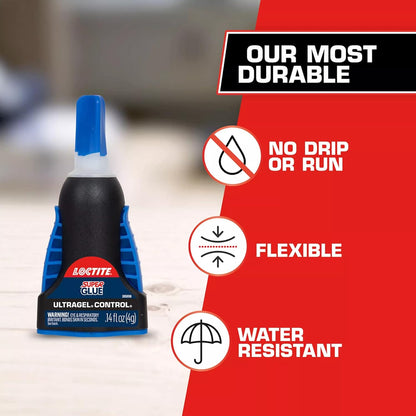 Loctite Super Glue Ultra Gel Control, Clear Superglue For Plastic, Wood, Metal, Crafts, & Repair, Adhesive Instant Glue, Quick Dry - 0.14 fl oz Bottle, Pack Of 1