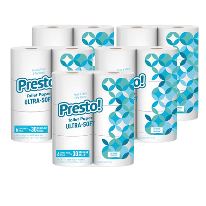 Presto! 2-Ply Ultra-Soft Toilet Paper, Unscented, White