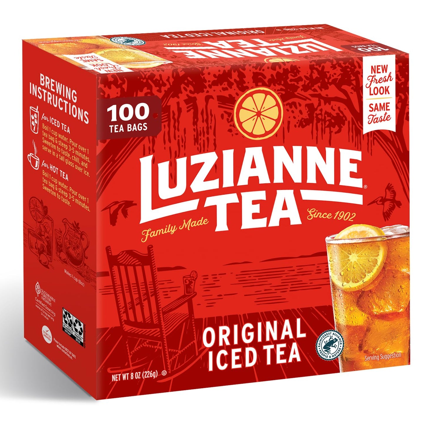 Luzianne Decaffeinated Iced Tea Bags, Family Size, 24ct Box (Pack of 6)