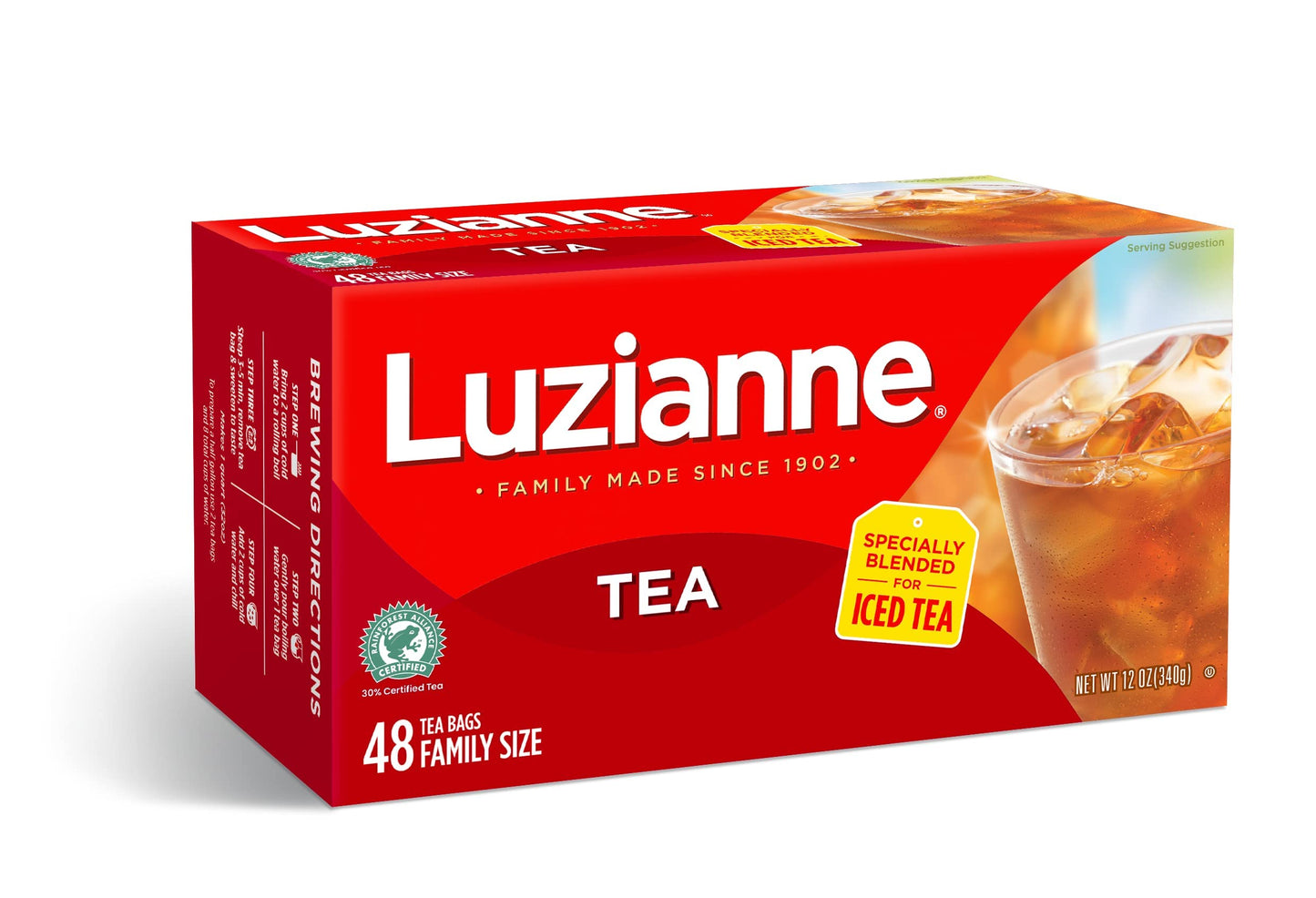 Luzianne Decaffeinated Iced Tea Bags, Family Size, 24ct Box (Pack of 6)