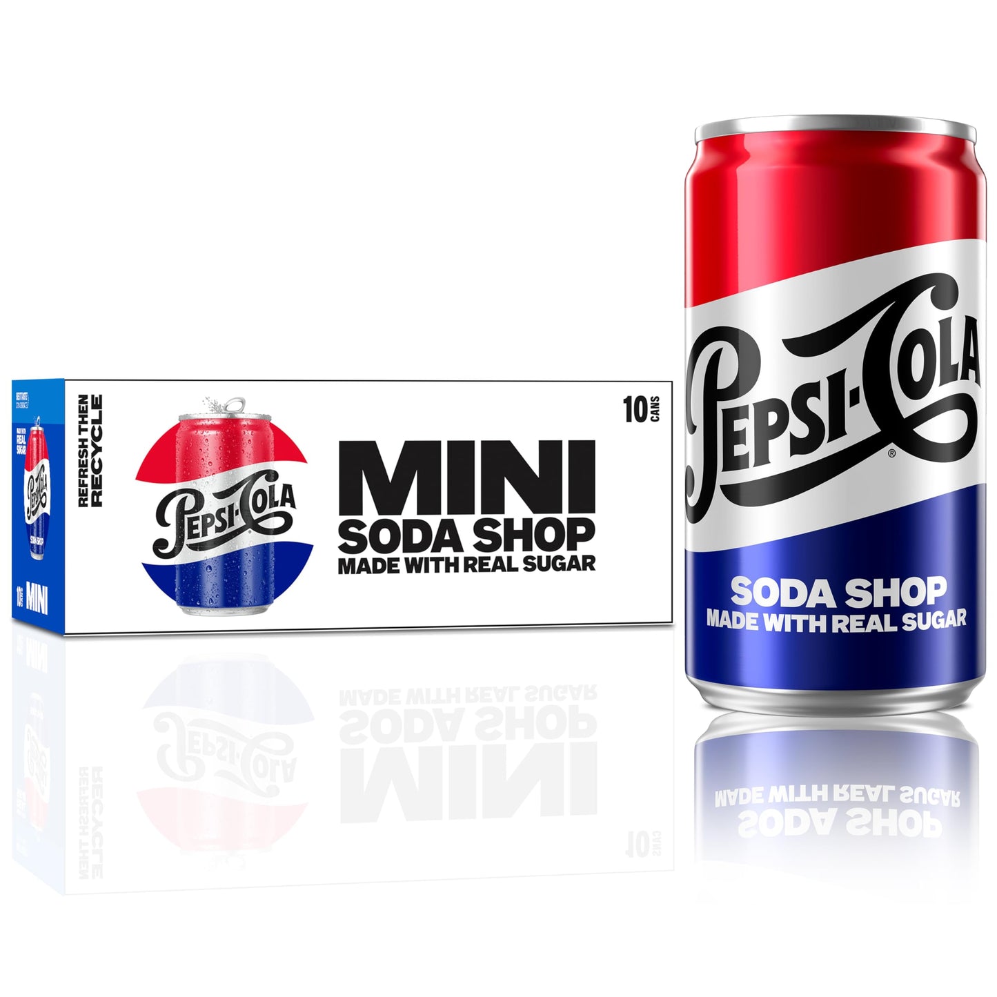 Diet Pepsi Soda, 7.5 Fl Oz Mini Cans, (Pack of 10)