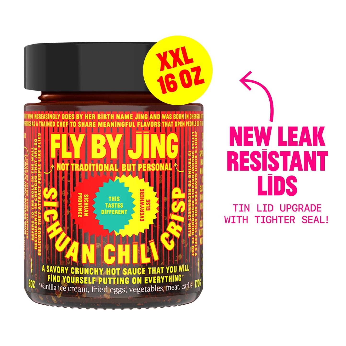 FLYBYJING Sichuan Chili Crisp - Premium Spicy Savory All-Natural Vegan Chili Oil - Crunchy Hot Sauce, Good on Everything, Sugar Free - 6oz (Pack of 1)