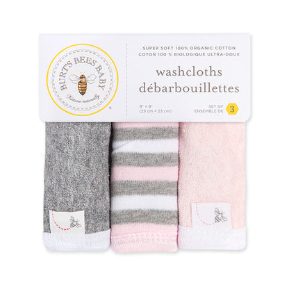 Burt's Bees Baby Infant Washcloths, 100% Organic Cotton, Soft and Super Absorbent Knit Terry Wash Cloth - 6 Pack Set