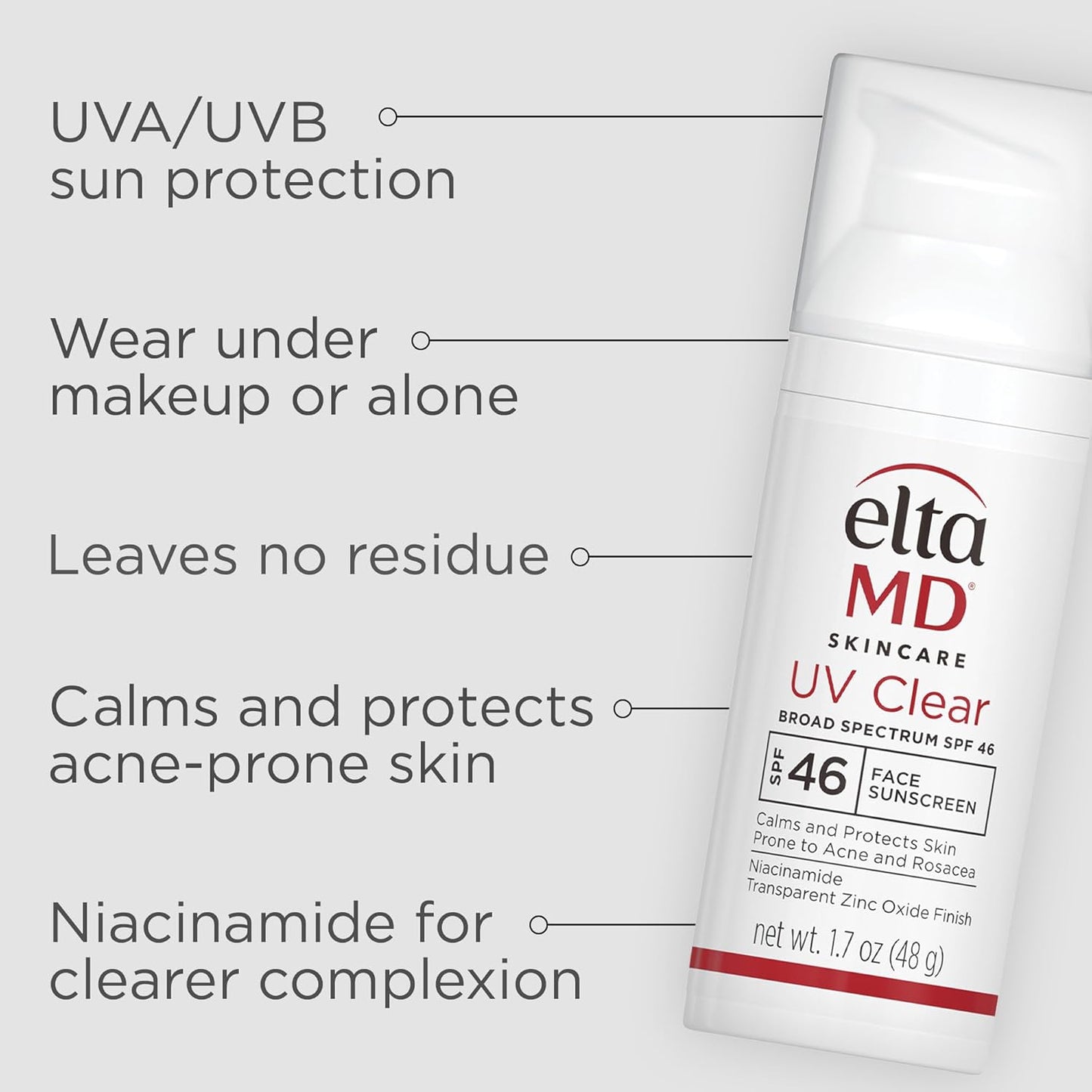 EltaMD UV Clear Face Sunscreen, Oil Free Sunscreen with Zinc Oxide, Dermatologist Recommended Sunscreen