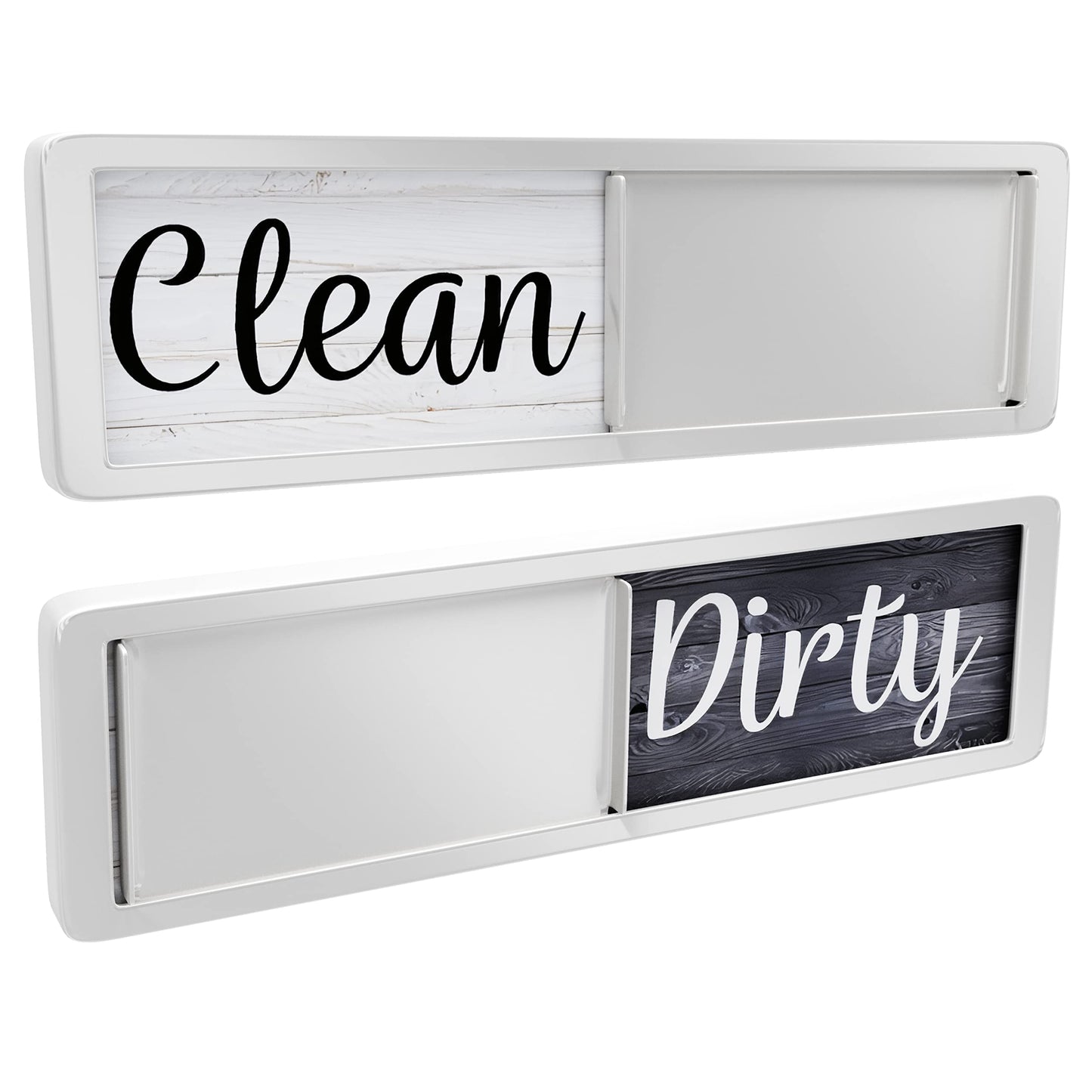 Dishwasher Magnet Clean Dirty Sign, Strong Universal Dirty Clean Dishwasher Magnet Indicator for Kitchen Organization, Slide Rustic Farmhouse Black and White Wood