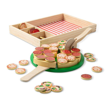 Melissa & Doug Wooden Pizza Party Play Food Set With 36 Toppings