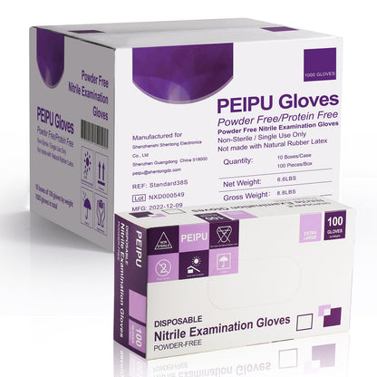 PEIPU Nitrile Gloves,Medical Exam Gloves,Disposable Cleaning Gloves,Powder Free, Latex Free,Non-Sterile Protective Gloves