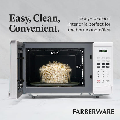 Farberware Countertop Microwave 700 Watts, 0.7 Cu. Ft. - Microwave Oven With LED Lighting and Child Lock - Perfect for Apartments and Dorms - Easy Clean Stainless Steel