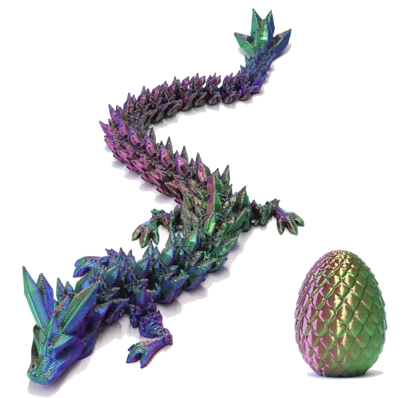 3D Printed Dragon in Egg, Dragon Eggs with Dragon Inside for Boys Kids Home Decor,Executive Articulated Crystal Dragon Fidget Desk Toys (Green)