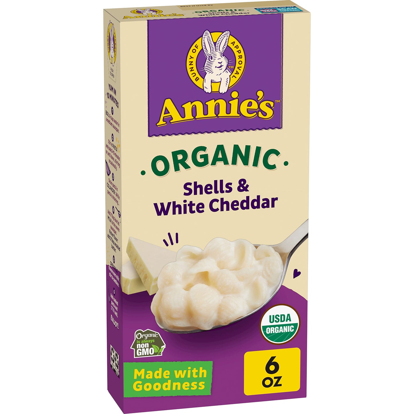 Annie's White Cheddar Shells Macaroni and Cheese with Organic Pasta, 6 oz (Pack of 12)