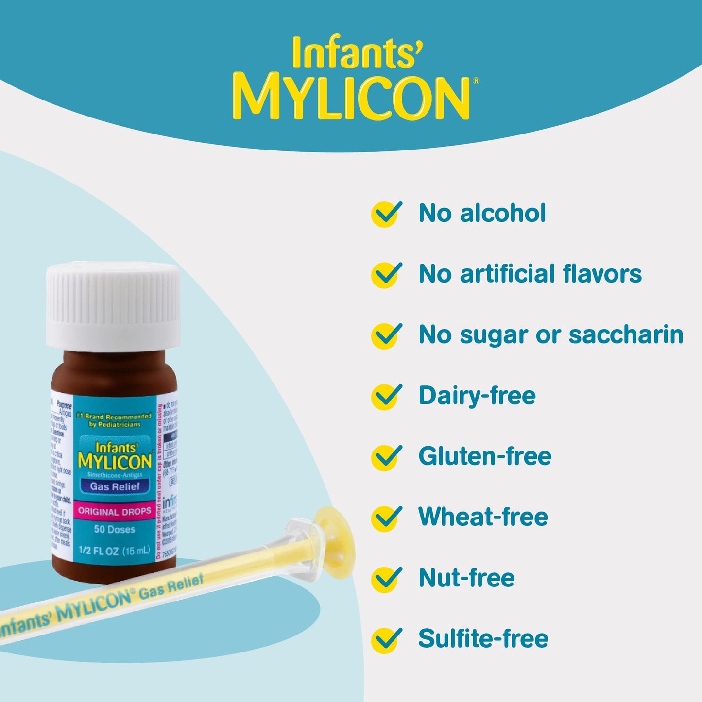 MYLICON Infants Gas Relief Drops for Infants and Babies, Dye Free Formula, 1 Fluid Ounce