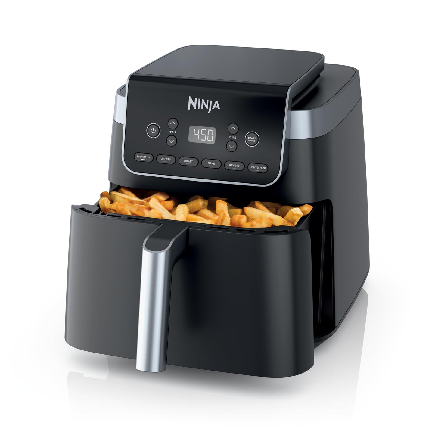 Ninja Air Fryer Pro 4-in-1 with 5 QT Capacity, Air Fry, Roast, Reheat, Dehydrate, Air Crisp Technology with 400F for hot, crispy results in just minutes, Nonstick Basket & Crisper Plate, Grey, AF141