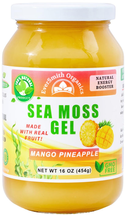 Wildcrafted Irish Sea Moss Gel | Made in USA | Rich in Vitamins & Minerals | Sea Moss Gel Organic Raw | Nutritional Supplement | Mango Pineapple (16 oz)