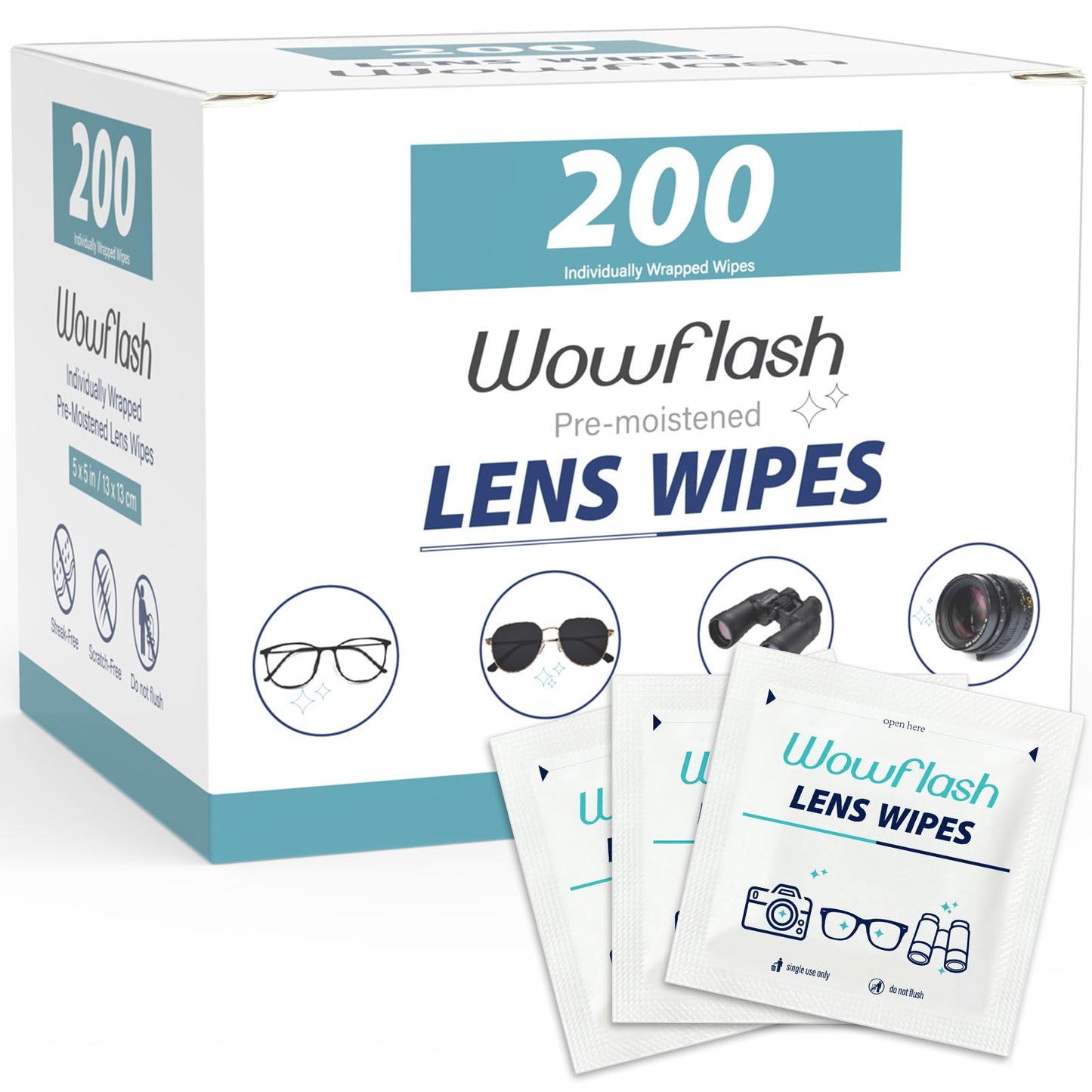 150 Count Lens Wipes for Eyeglasses, Eyeglass Lens Cleaning Wipes Pre-moistened Individually Wrapped Sracth-Free Streak-Free Eye Glasses Cleaner Wipes for Sunglass, Camera Lens, Goggles