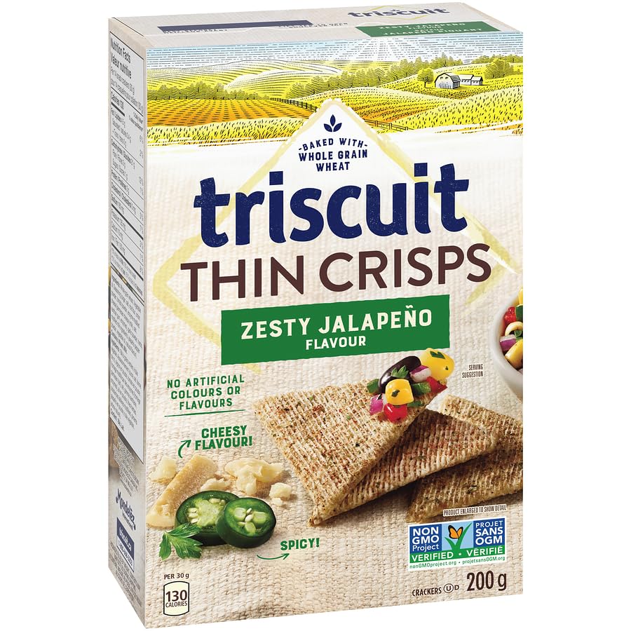 Triscuit Thin Crisps Zesty Jalapeno Crackers, 200g/7oz (Shipped from Canada)