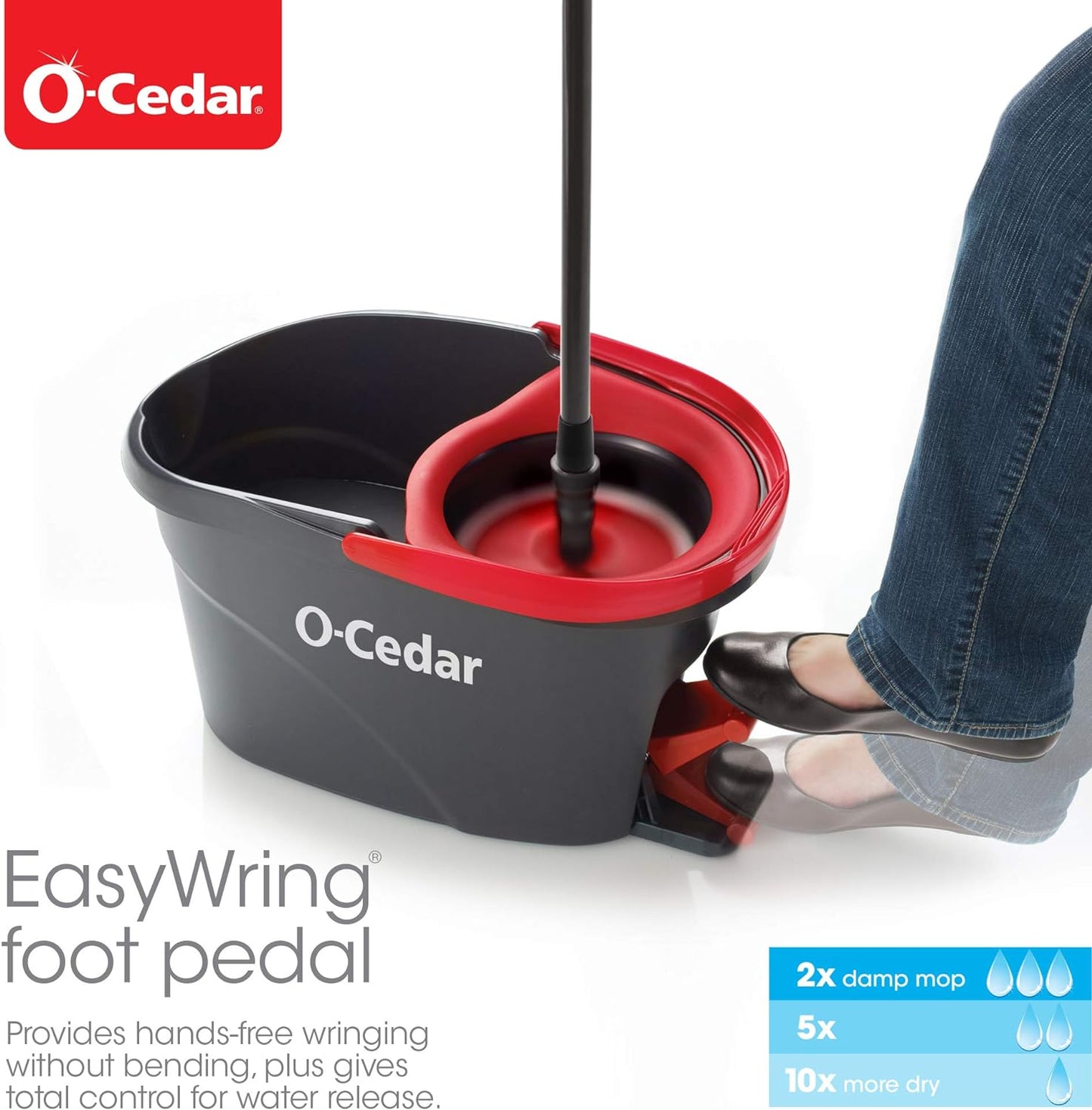 O-Cedar Easywring Microfiber Spin Mop & Bucket Floor Cleaning System with 3 Extra Refills