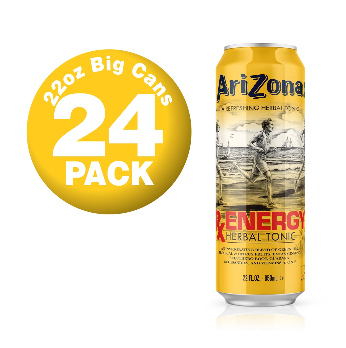 AriZona Green Tea with Ginseng and Honey - Big Can, 22 Fl Oz (Pack of 24)