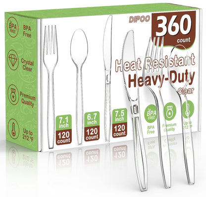 7.1" Clear Plastic Forks Heavy Duty with Heat Resistant & BPA Free, Solid and Durable Plastic Cutlery, Premium Disposable Forks for Party Supply(84 Count)