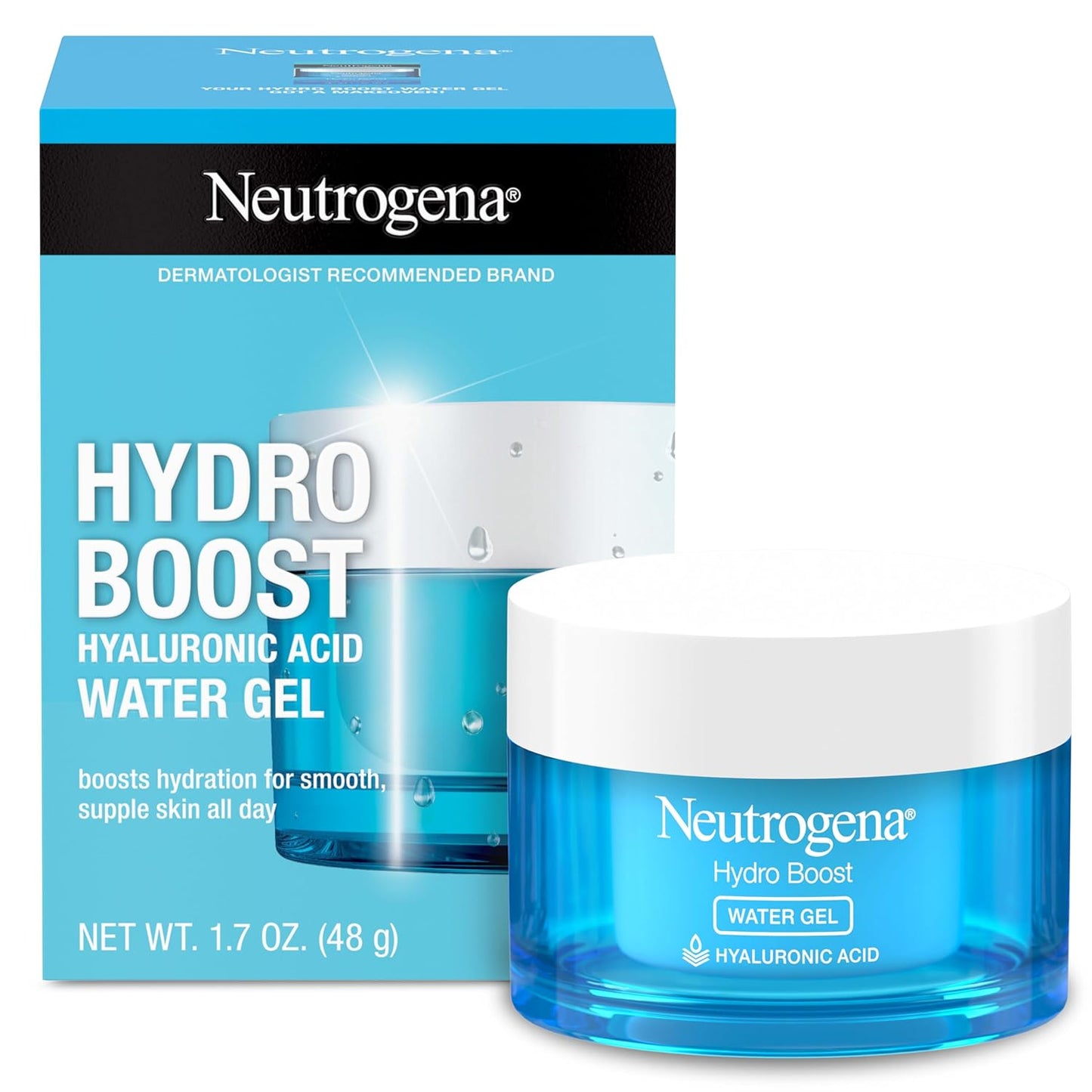 Neutrogena Hydro Boost Face Moisturizer with Hyaluronic Acid for Dry Skin, Oil-Free and Non-Comedogenic Water Gel Face Lotion, 1.7 oz