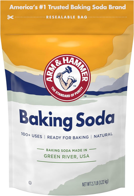 ARM & HAMMER Baking Soda Made in USA, Ideal for Baking, Pure & Natural, 2.7lb Bag