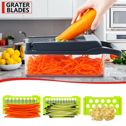 Professional All-in-1 Vegetable Chopper, Veggie Chopper, Chopper Vegetable Cutter, Onion Chopper, Food Dicer Chopper, Mandoline Slicer 9 Inserts