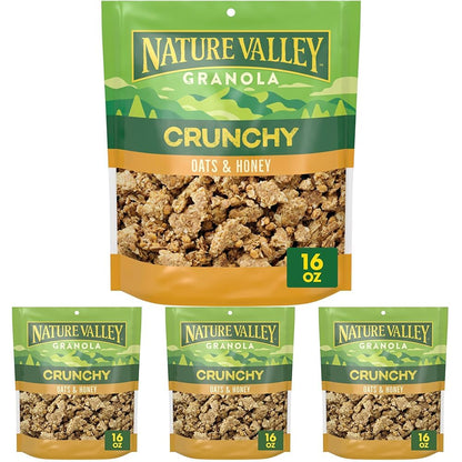 Nature Valley Crunchy Granola, Oats and Honey, Resealable Bag, 16 OZ