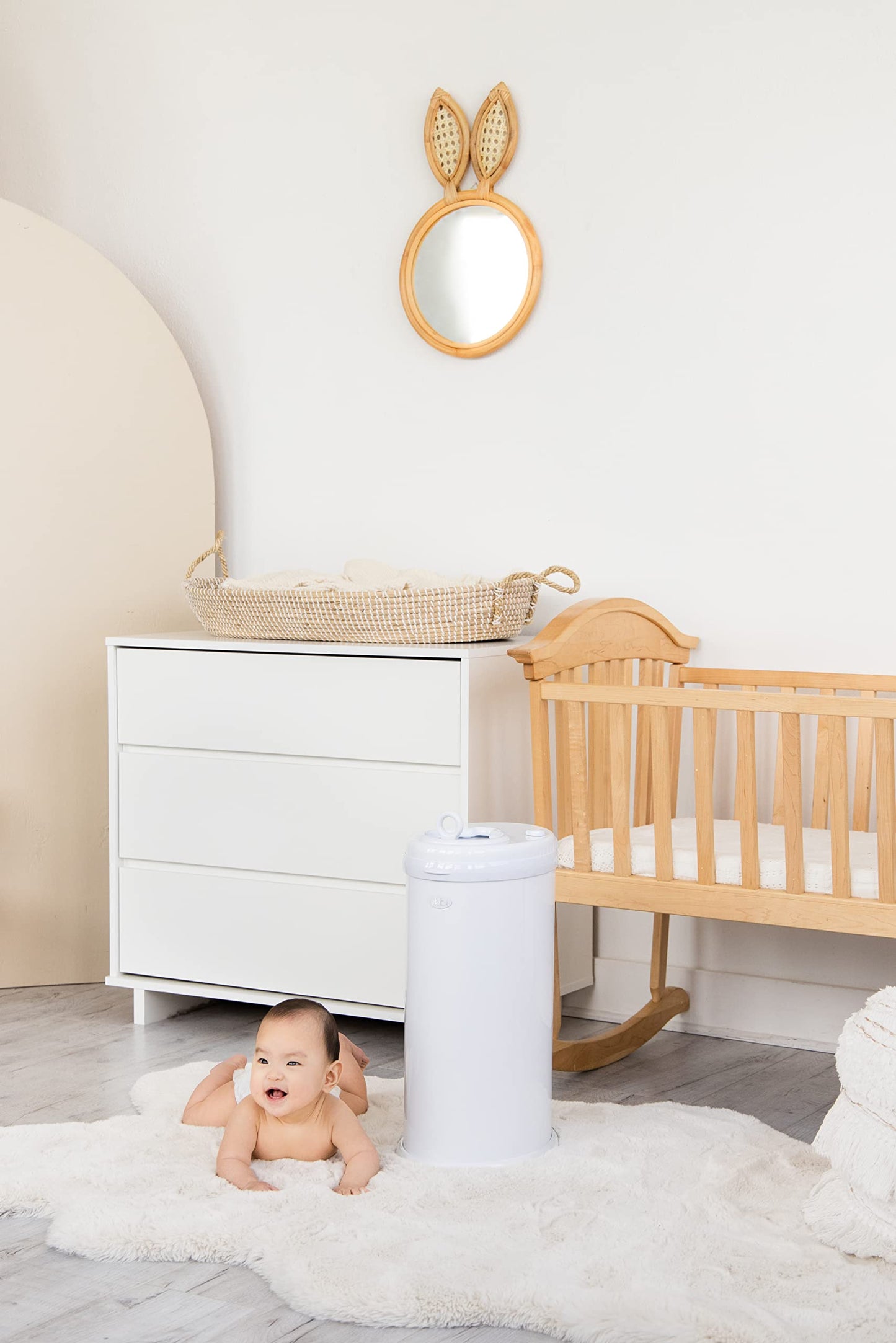 Ubbi Steel Diaper Pail, Odor Locking, No Special Bag Required, Award-Winning, Registry Must-Have, White