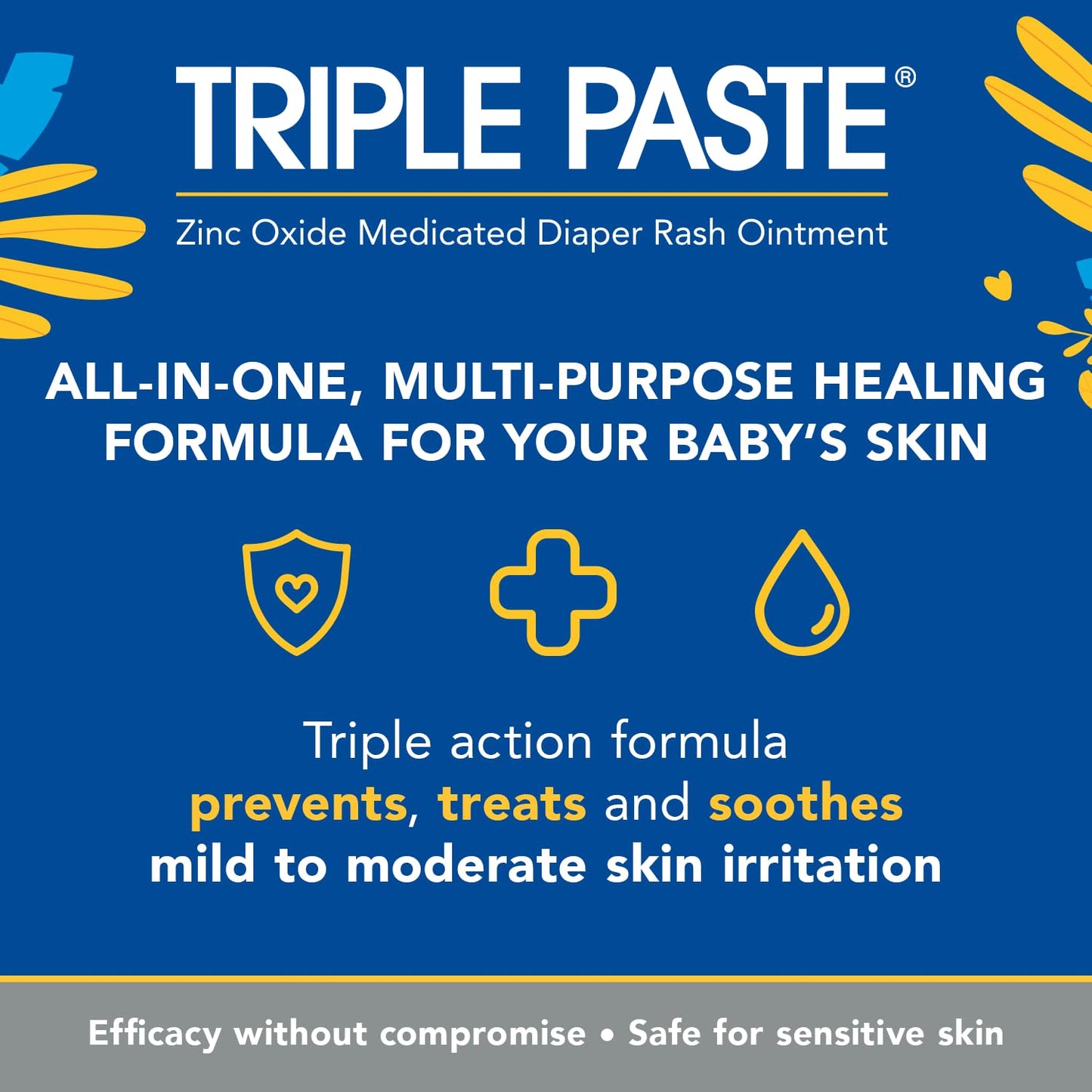 Triple Paste 3X Max Diaper Rash Ointment, Maximum Strength with 40% Zinc Oxide Ointment for Severe Diaper Rash, 2 oz Tube