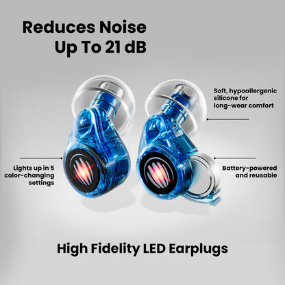 Eargasm High Fidelity Earplugs with Blue Filters - Reusable Noise Reduction Hearing Protection Ear-Plugs with Carrying Case for Concerts, Festivals, Raves, Musicians, Live Music, Sporting Events