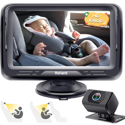 Baby Car Camera Easy Install: HD 1080P Eye Protection Clear Night Vision - Rear Facing Stability Backseat Camera with Monitor for Car Seat Travel 360° Rotation N06