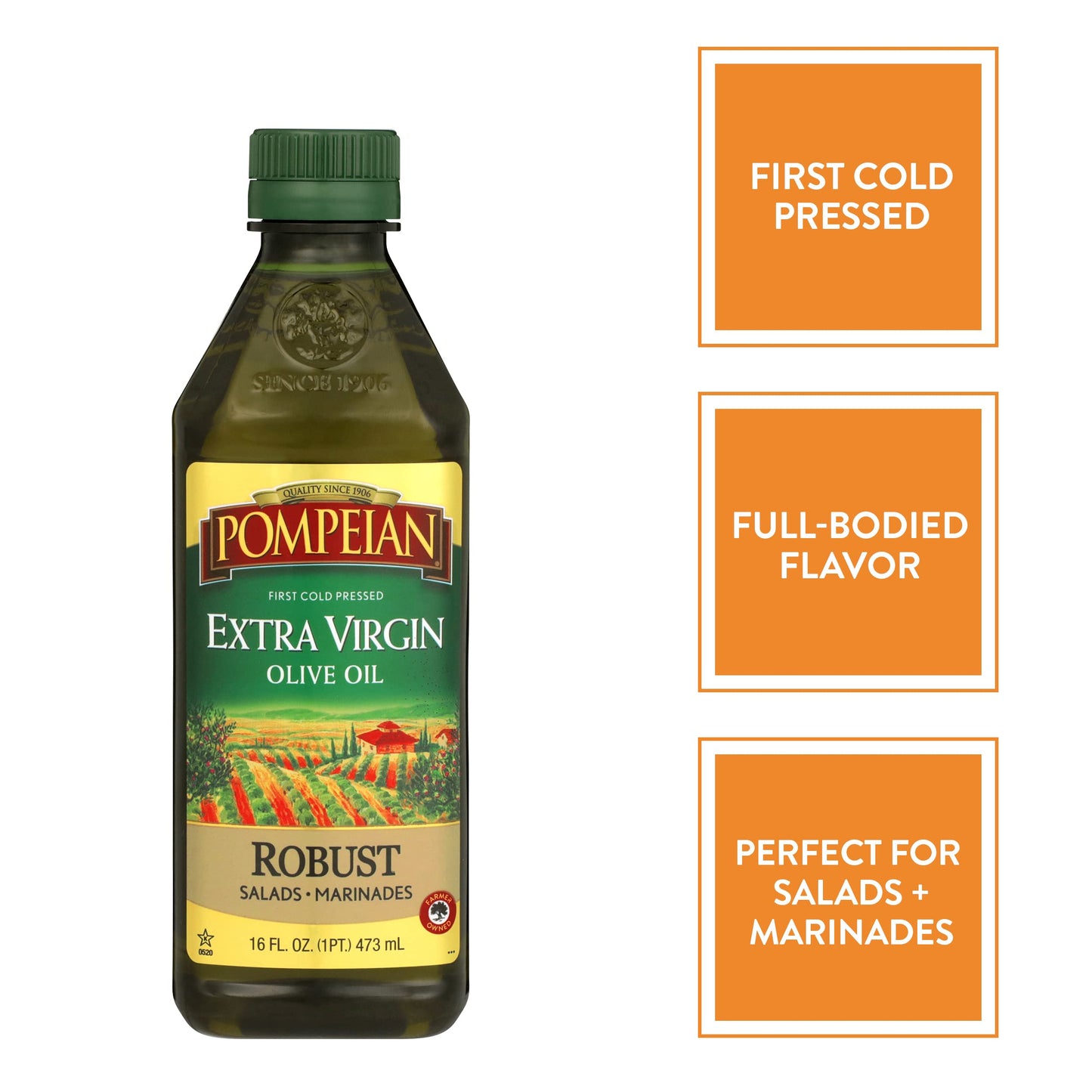 Pompeian Robust Extra Virgin Olive Oil, First Cold Pressed, Full-Bodied Flavor, Perfect for Salad Dressings & Marinades, 68 FL. OZ.