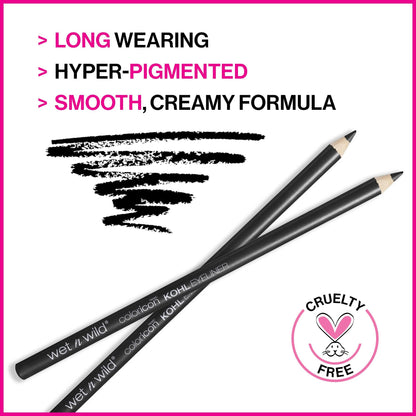 wet n wild Color Icon Kohl Eyeliner Pencil - Rich Hyper-Pigmented Color, Smooth Creamy Application, Long-Wearing Matte Finish Versatility, Cruelty-Free & Vegan - Baby's Got Black