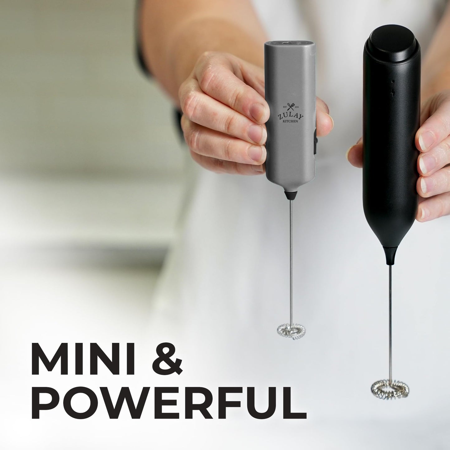 Powerful Handheld Milk Frother Wand - Electric Hand Mixer - Portable Frother Handheld for Coffee - Mini Froth Drink Mixer for Lattes, Cappuccino, Matcha, Hot Chocolate, Creamer - Black