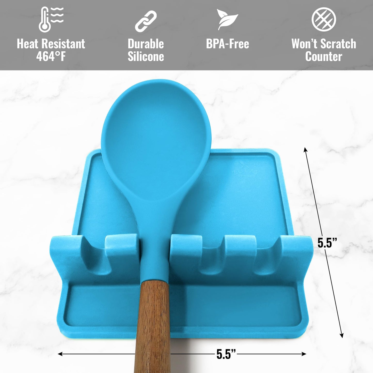 Zulay Kitchen Silicone Utensil Rest - BPA-Free, Durable Spoon Rest with Drip Pad - Heat-Resistant Spoon Rest for Stove Top - Spoon Rest for Kitchen Counter - Kitchen Gadgets & Kitchen Utensils Holder