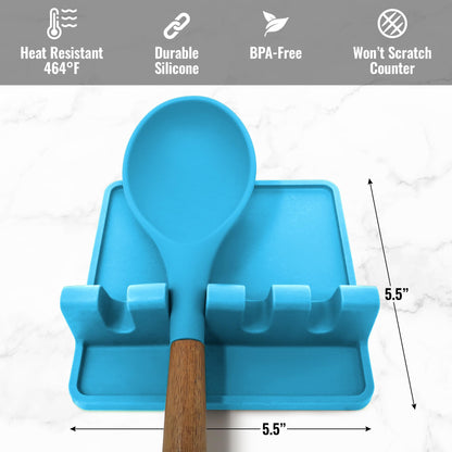 Zulay Kitchen Silicone Utensil Rest - BPA-Free, Durable Spoon Rest with Drip Pad - Heat-Resistant Spoon Rest for Stove Top - Spoon Rest for Kitchen Counter - Kitchen Gadgets & Kitchen Utensils Holder