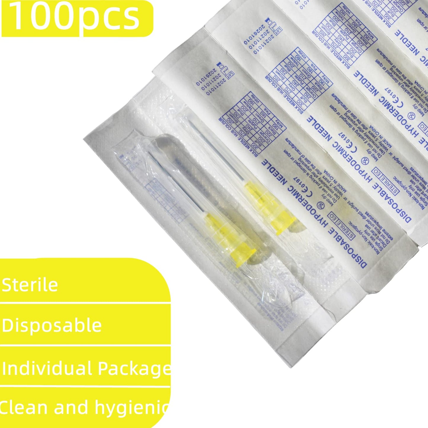 100 Pack 18Ga 1 Inch Sterile Disposable Injection Needle with Cap for Scientific and Industrial Dispensing Needl Accessories