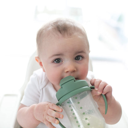 Dr. Brown’s Milestones Baby’s First Straw Cup, Training Cup with Weighted Straw, Dark Blue, 6m+